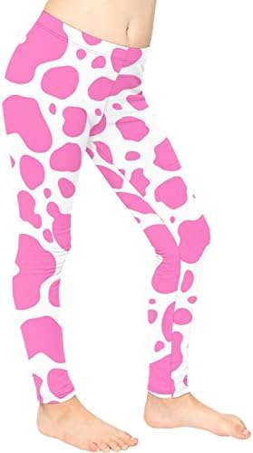 Wanyint rosa vaca tira meninas leggings tem tema animal crianças calças atléticas capris respiráveis ​​para dança correndo