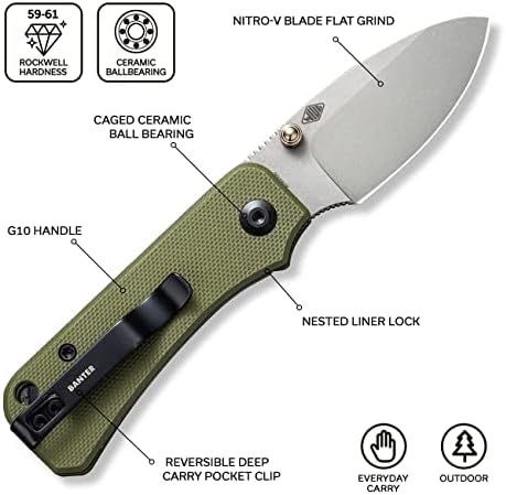 Faca dobrável de bolso de brincadeira de bebê civi para EDC, 2,34 Blade Small Knife com titanium thumb stud abridor C19068S-5