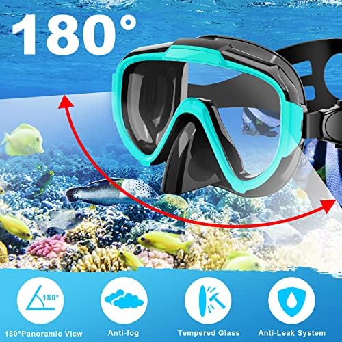 Conjunto de snorkel, Zipoute Snorkel Dry Top Snorkeling Gear para adultos, lente panorâmica de vidro com temperos anti-fãs,