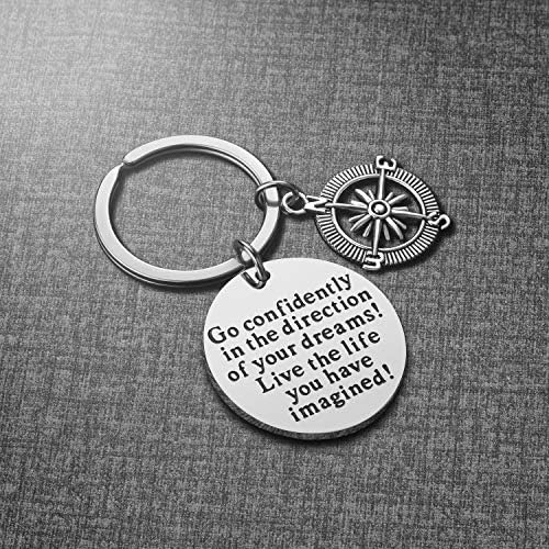 IWensheng Inspirational Keychain Gifts - Vá com confiança na direção dos seus sonhos presentes de graduação