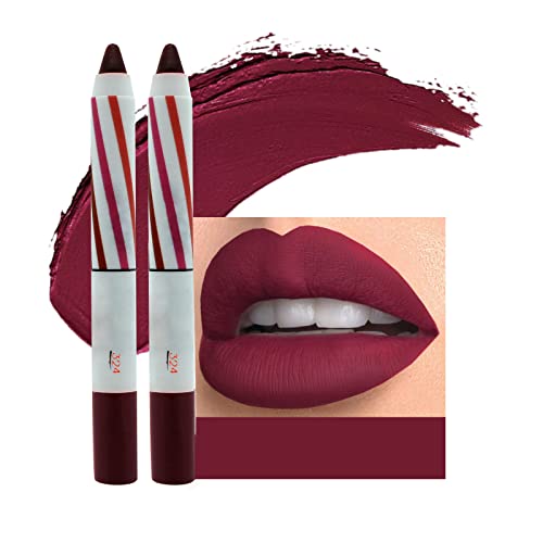 Bolo de aniversário brilho labial 2pc Lipstick lápis Lobo de lápis Velvet Silk Lip Gloss Maquiagem Lipos de Lipliner de Lipos Lipos Sexy Torno Cosmético Fácil de usar Lipstick de Velvet Mistinho de Velvet Alta Rouge Rouge