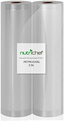 Nutrichef pkvs vacuum_sealer_machine, 12 , sacos de selador preto e a vácuo 11x50 pacote 2 para economizar alimentos,
