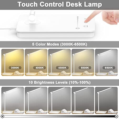 Lâmpada de mesa de LED brilhante para escritório em casa - Luz de mesa de braço duplo, lâmpada de tarefa de arquitetura para cuidar