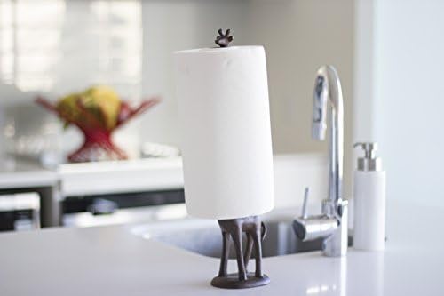 Kalalou cxx2053 em pé girafa de ferro fundido de papel decorativo suporte de toalheiro, um tamanho, marrom