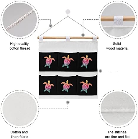 Hawaiian Honu Turtle Wall Closet pendurado saco de armazenamento 6 bolsos de linho de linho sobre as bolsas organizadoras de porta