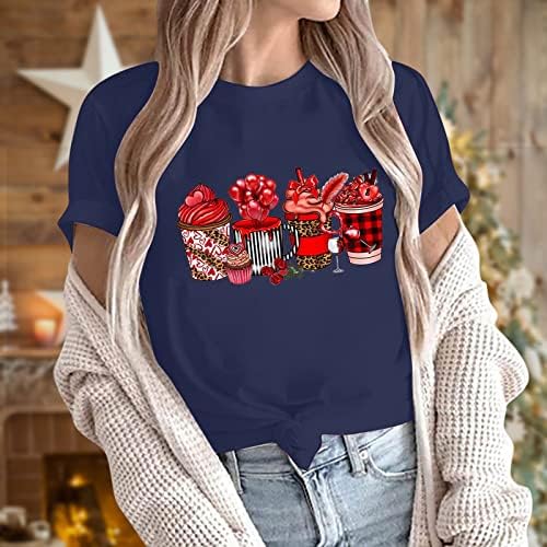 Meninas de manga curta Rouvos Trendy Crewneck algodão gráfico da blusa casual camiseta de verão outono para feminino cx cx