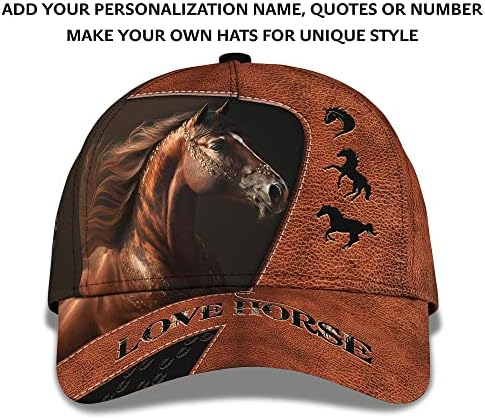 Nome personalizado Glitter Brown Horse Horse Gráfico Personalizado Ajustável Hat de Dadrocante ao Outsisex Estilo de Helterwar