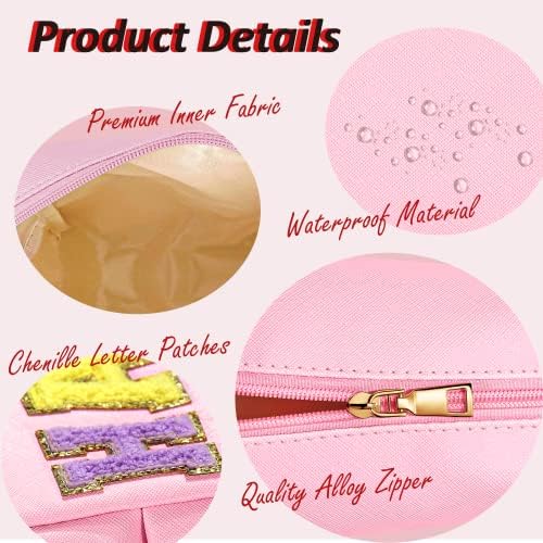 Bolsa de maquiagem de viagem no topo de viagem Preppy Cosmetic Bag, bolsa de zíper para mulheres e meninas adolescentes