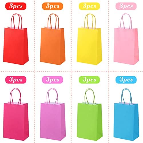 Moretoes 24pcs Party Favor Bacs Bulk, 8 Colors Goodie Bags com alças, pequenos sacos de presente para casamento, chá de bebê, aniversário,