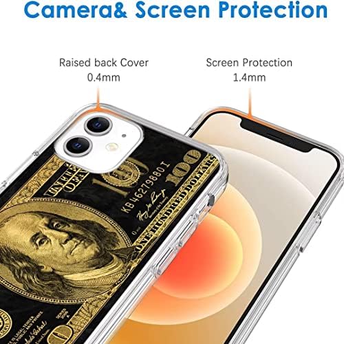 Capa de telefone Pure Clear Funny Compatível com iPhone 14 Pro Max 100 dólares Black Black TPU Silicone Soft Protective Case