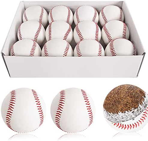 Popfro Baseballs 12 Pacote de beisebol autógrafo de beisebol, tamanho padrão de couro adulto beisebol de 9 polegadas,