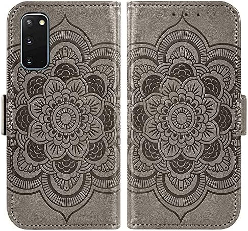 ASUWISH Compatível com Samsung Galaxy S20 GLAXAY S 20 5G UW Caixa de carteira de 6,2 polegadas e telha de vidro temperado Protetor de couro Flip touttion Caso de telefone celular Caso para Gaxaly 20s G5 Homens Homens Grey