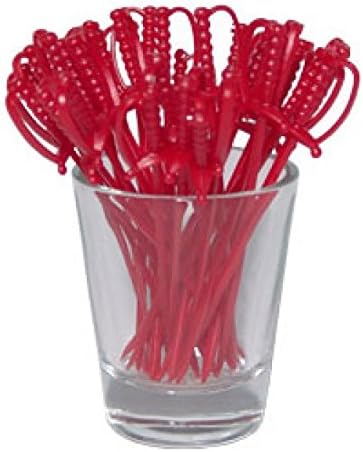 Picks de coquetel de espadas - espetos de plástico vermelho para guarnições, aperitivos e amostragem - caixa de 250