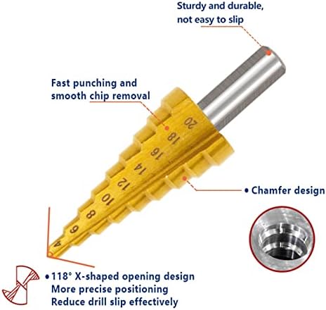 Gande Step Bits Bits Set 3-13 -20 4-32mm com perfuração central drill drill titanuim revestido a madeira de metal hole