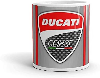 Logotipo de aço da Ducati Corse 11 oz de cerâmica branca