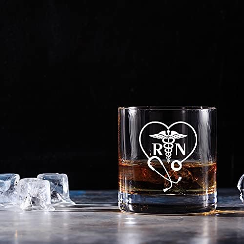 Perfectinsoy RN Whisky Glass com caixa de presente, vidro de uísque de enfermagem registrado, presentes engraçados