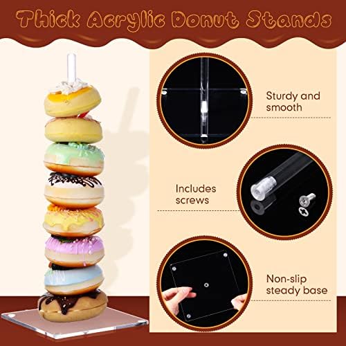 16 Pack acrílico Donut Stands Clear Donut Bagels Display Stand Stand Stand Tower para festa de aniversário de aniversário