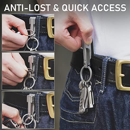 Keyunity EDC Belt Keychain Clipe Redução rápida, suporte da chave de correia de aço inoxidável para calças, jeans, calças