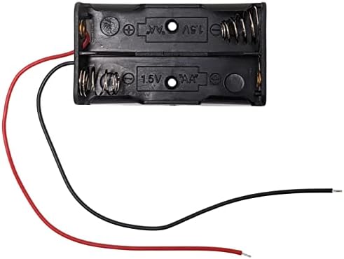 EX ELECTRONIX Express AA 2 Porta de bateria com cabos de arame, mantém duas baterias AA, 2,3 x 1,3 x 0,5 , plástico leve preto