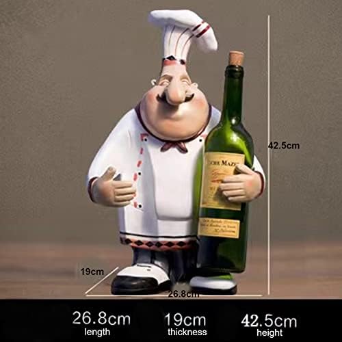 Aklsalqw Fat Chef Wine Bottle Titular Chef estátua de vinícola de vinho decorativo Resina Chef Chef Rackar Utensils