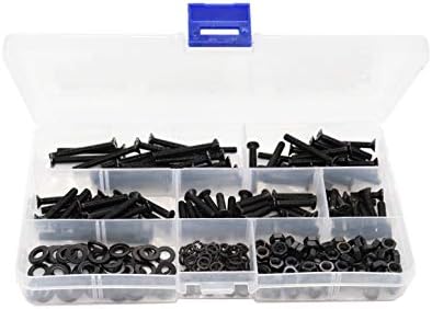 binifimux 340pcs preto phillips de cabeça m4 parafusos m4 porcas kit de sortimento, m4x20mm/ 25mm/ 30mm/ 35 mm/ 40 mm, aço carbono