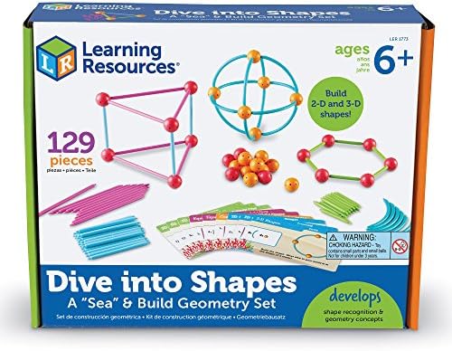Os recursos de aprendizado mergulham em formas! Um conjunto de geometria marítima e de construção, 129 peças, idades de 6 anos