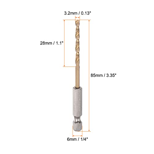 Harfington 2pcs 1/4 Bits de broca de hastes hexadecimal de 4,2 mm de broca de titânio conjunto M35 Bit de broca de