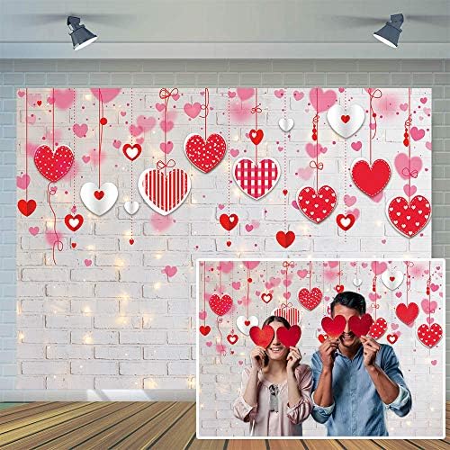 Cylyh 7x5ft Love Sweet Heart Heart Valentine Brick Wall Penmopiografia Glitter Day do Dia das Mães Baby Bridal Shower