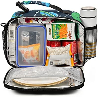 Mnsruu Space Adventure Dinosaur Lanch Box, bolsa refrigeradora à prova de vazamentos reutilizados com alça de ombro ajustável