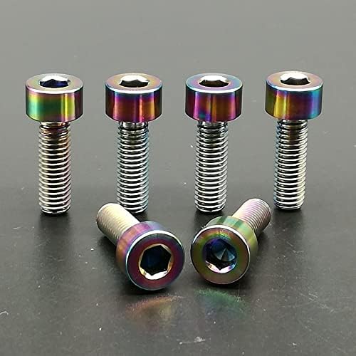 6pcs titânio ti m5x16mm parafusos de cabeça do soquete de arco -íris para parafusos para peças de bicicleta acessórios