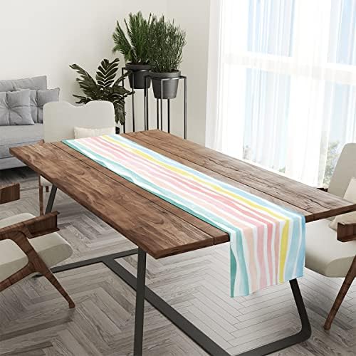 Zcyxuuw colorido arco -íris tie de tinta de mesa, decoração de mesa de jantar de cozinha, corredores de mesa fofos para decoração