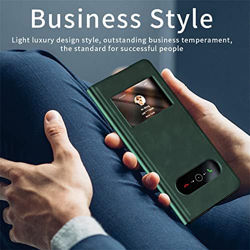 Gadget-Park Galaxy Z Fold 3 Cague, Luxo Nappa Couro de Couro Tampa de Superfície para Samsung Galaxy Z Fold 3 5G 2021, Proteção completa