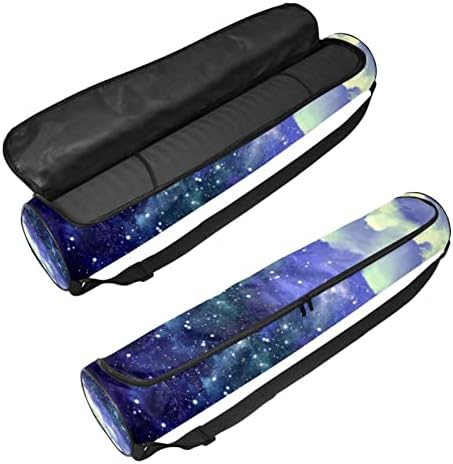 Laiyuhua Yoga Mat Bag, bolsa de ginástica de ioga com zíperas duplas para mulheres e homens - zíperes lisos, abertura grande em forma de U e alça ajustável, se encaixa na maioria dos tapetes azuis escuros de céu noturno escuro