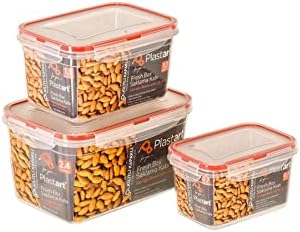 Recipientes de armazenamento de alimentos Plastart Conjunto de recipiente de plástico hermético para organização de cozinha