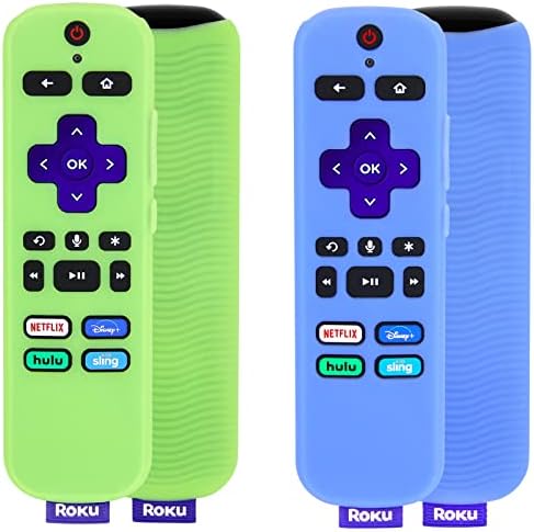 [2 pacote] Capa remota compatível com Roku Voice Remote, Pinowu Anti Slip Silicone Cover Compatível com jogadores Roku e Roku TVs Voice Remote