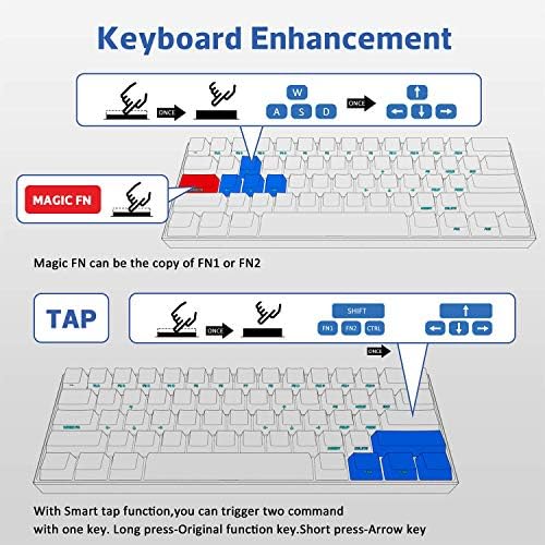 ANNE PRO 2, 60% do teclado mecânico sem fio/sem fio - teclas completas programáveis ​​- true rgb retroiluminado -