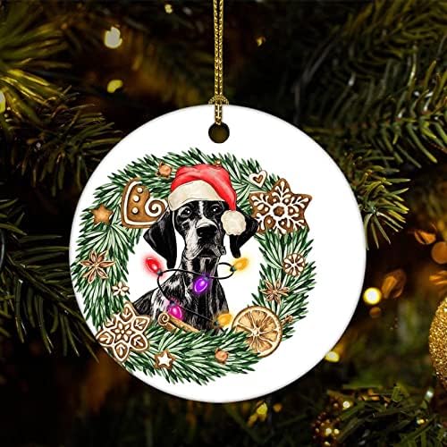 Cheyan Funny Dog and Flower Wrinalh Porcelain Ornament Decorações de casa pingentes de Natal amante de cachorro Árvore de Natal Ornamento
