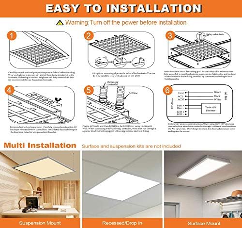 4 pacote 2x2 Painel plano de LED com backup de emergência 40W 4COLOR CCT ​​Tuneable Luz de teto com iluminação traseira