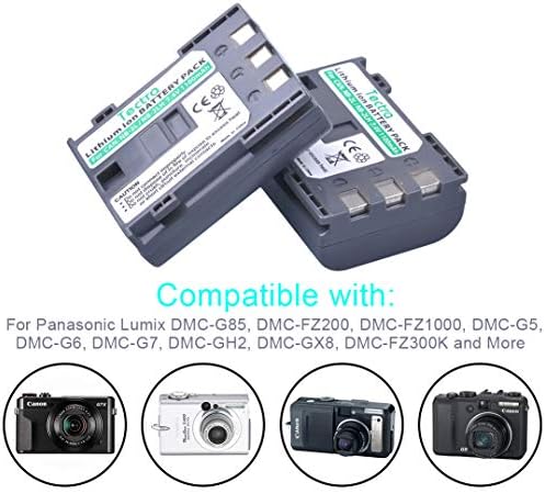 Tectra 2-Pack NB-2L NB-2LH Bateria e kit de carregador USB duplo LED para Canon NB-2L NB-2LH BP-2L5 BP-2LH e CANON DC301 DC310