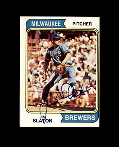 Jim Slaton assinou 1974 Topps Milwaukee Brewers Autograph