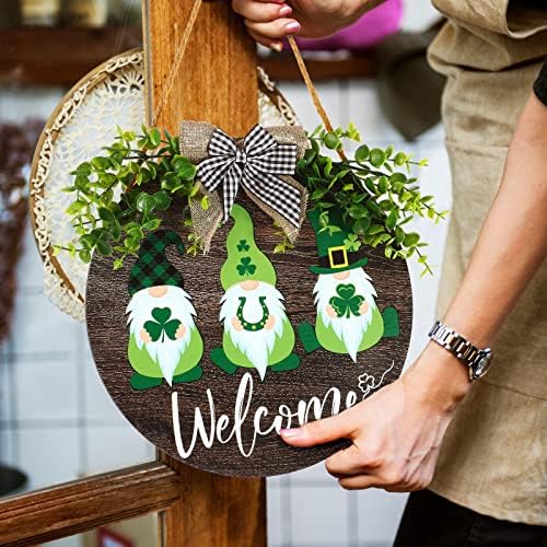 Patrick's Day Door Sinal Green Buffalo Plaid Wooden Signing Signe