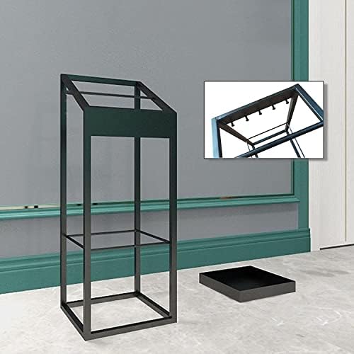 Wheel-Hy Home Modern Umbrella Stand, Square Metal Umbrella Rack com bandeja de gotejamento e gancho removível, para entrada, cafeteria,