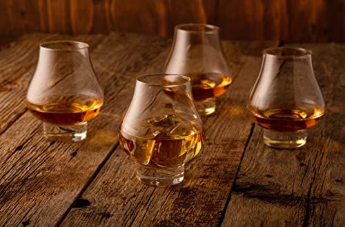 Luxbe - Whisky Bourbon Brandy - Crystal Glasses Snifter 7,1 onças, conjunto de 4 - vidro sem chumbo artesanal - Ótimo para bebidas de bebidas espirituosas - óculos de degustação - TEQUILA - CHOTS - Scotch Cognac - 210ml