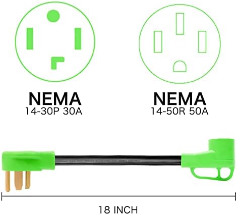 Autlight NEMA 14-30P a 14-50R EV Adaptador de carregador compatível com Tesla, secador de 30 amp para 50 amp EV/RV Adaptador de conversão