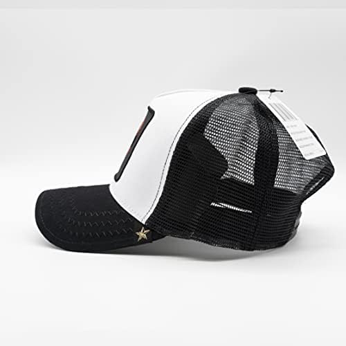 Chapéu -de -estrela Gold - Capinha de chapéu de caminhoneiro de galo unissex preto/branco