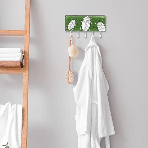 Organizador de rack verde de besouros desenhados com 5 ganchos de parede banheiro da cozinha prateleira prateleira de armazenamento multifuncional
