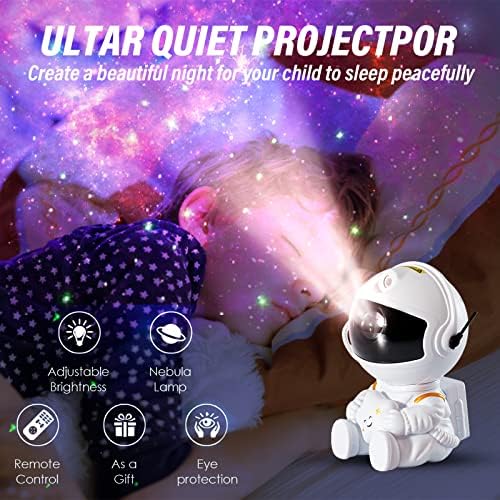 Bestyijo Star Projecor Galaxy Night Light, Projector Astronauta, Controle Remoto Nebulosa Ajustável para Crianças