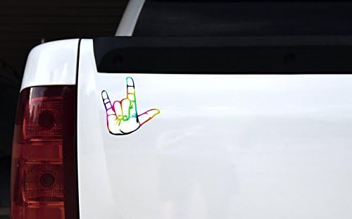 StickerTalk Rainbow ASL eu te amo adesivo de vinil, 5 polegadas por 5 polegadas