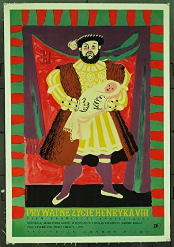 A vida privada de Henrique VIII Poster Ponolon 27x39 Charles Laughton Robert Donat Merle Obson, dirigido por Alexander Korda Art