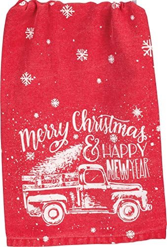 PBK Red Truck Snowflakes Feliz Natal Feliz Ano Novo Toalha de cozinha de férias